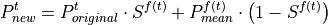 P_{new}^t = P_{original}^t \cdot S^{f(t)} + P_{mean}^{f(t)} \cdot \left(1 - S^{f(t)}\right)